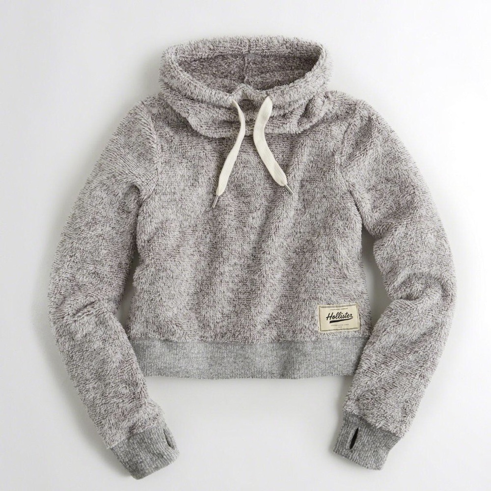Hollister crop Sherpa cowlneck sweatshirt